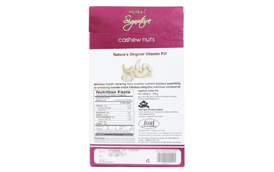 Nutraj Signature Cashew Nuts    Box  200 grams